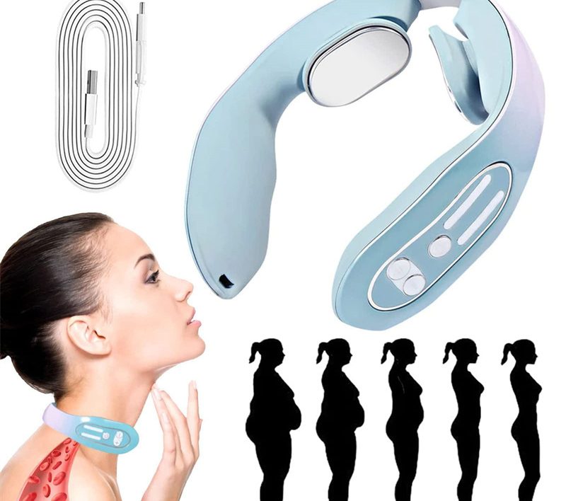 EMS Neck Acupoints Lymphvity Massager Device Intelligent Neck Massager With Heat Blue Hot Design