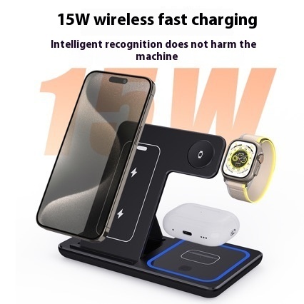 3 In 1 LED Fast Wireless Charger Stand Foldable Charging Station For Smart Phone 15 14 13 12 11 IWatch 9 8 7 6 5 Airpods Pro - Image 4
