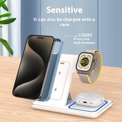 3 In 1 LED Fast Wireless Charger Stand Foldable Charging Station For Smart Phone 15 14 13 12 11 IWatch 9 8 7 6 5 Airpods Pro - Image 3