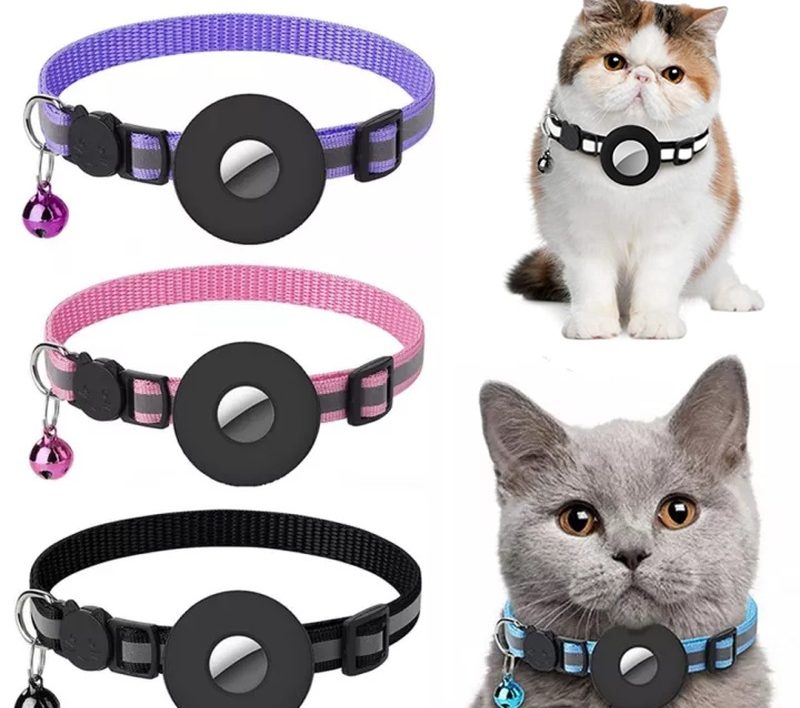 Reflective Collar Waterproof Holder Case For Airtag Air Tag Airtags Protective Cover Cat Dog Kitten Puppy Nylon Collar